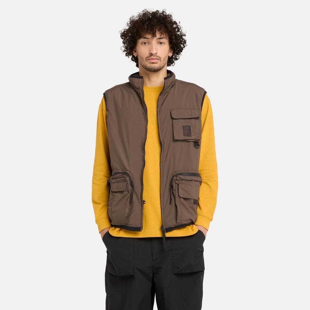 Timberland Men’s Reversible Utility Vest Chocolate Brown Size Medium A6X5A243